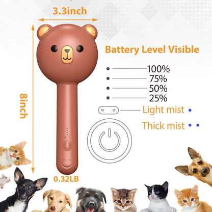 Double-Sided Pet Deshedding Dematting Comb & Steam Brush with 2 Spray Levels, Extra-Wide Detangling Undercoat Rake for Long-Hair Dogs & Cats Matted Fur, Knots, Rechargeable Grooming & Massage Tool