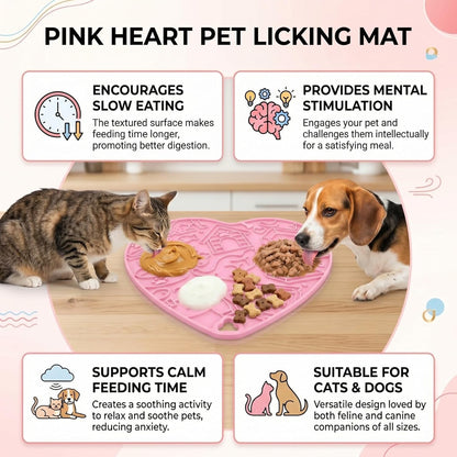 Cat & Dog Slow Feeder Puzzle Toy — Interactive Cat Puzzle Feeder Bowl, Dog Puzzle Feeder, Dog Lick Mat, Mental Stimulation Toy for Indoor Cats & Dogs, Anti-Gulp, Fun & Durable Heart Shape(Pink)