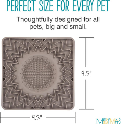 Messy Mutts Silicone Therapeutic Licking Bowl Mat | 10" x 10" | Slow Feeder Mat for Boredom & Anxiety | Lick Pad for Dogs & Cats (Blue)