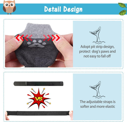 SCENEREAL 6Pcs Anti Slip Dog Socks to Prevent Licking Paws for Hot/Cold Pavement, Dog Grippy Socks for Hardwood Floors, Dog Shoes for Boots & Paw Protectors for Puppy Small Medium Large Senior Dogs