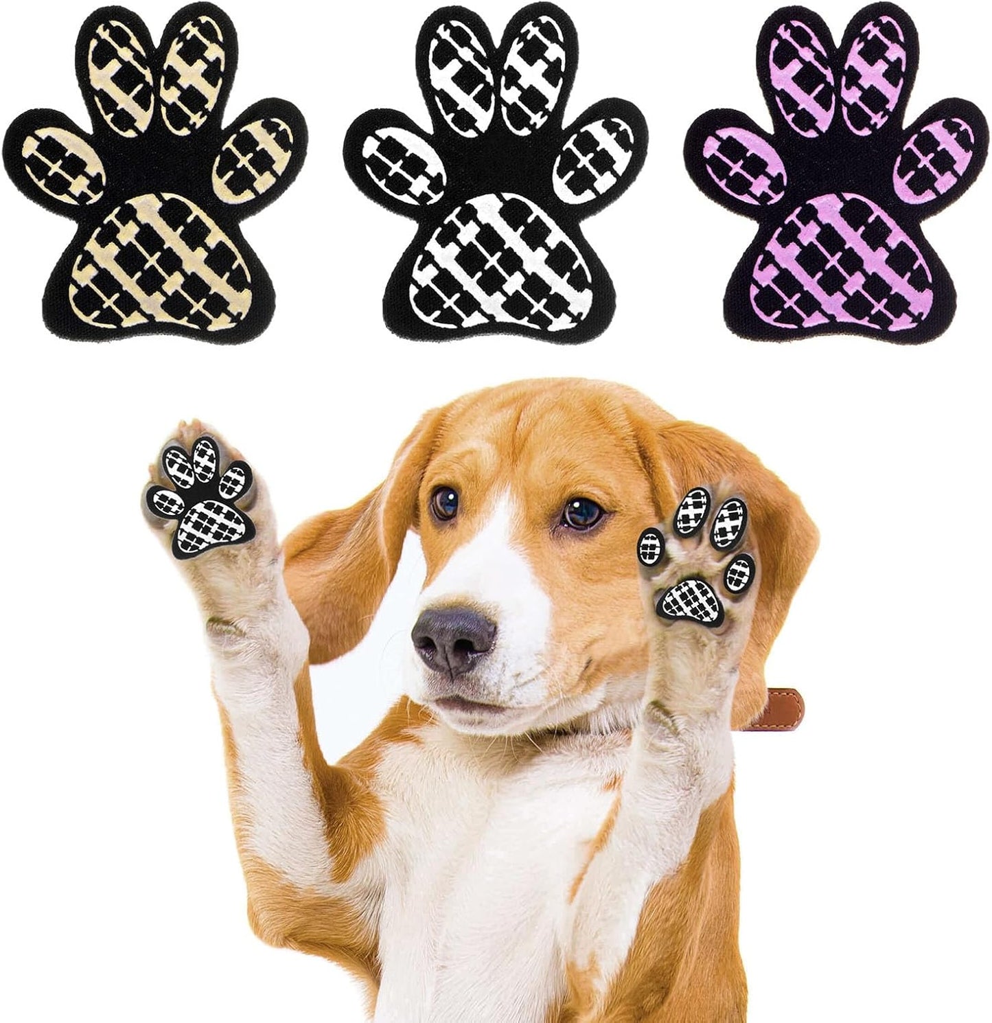 BEAUTYZOO Dog Paw Protector Anti-Slip, Paw Pads for Dogs Traction On Hardwood Floors, Paw Stickers Toe Grips for Hot/Cold Pavement for Senior Dogs, Shoes Boots Socks Replacement, 6 Sets (24 pcs) XXL