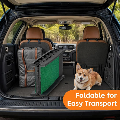 Nouva Folding Dog Ramp for Car - Portable Lightweight Pet Stair for Media Small Dogs with Non-Slip Rug Surface, Cat Car Ramp Step for SUV & Truck