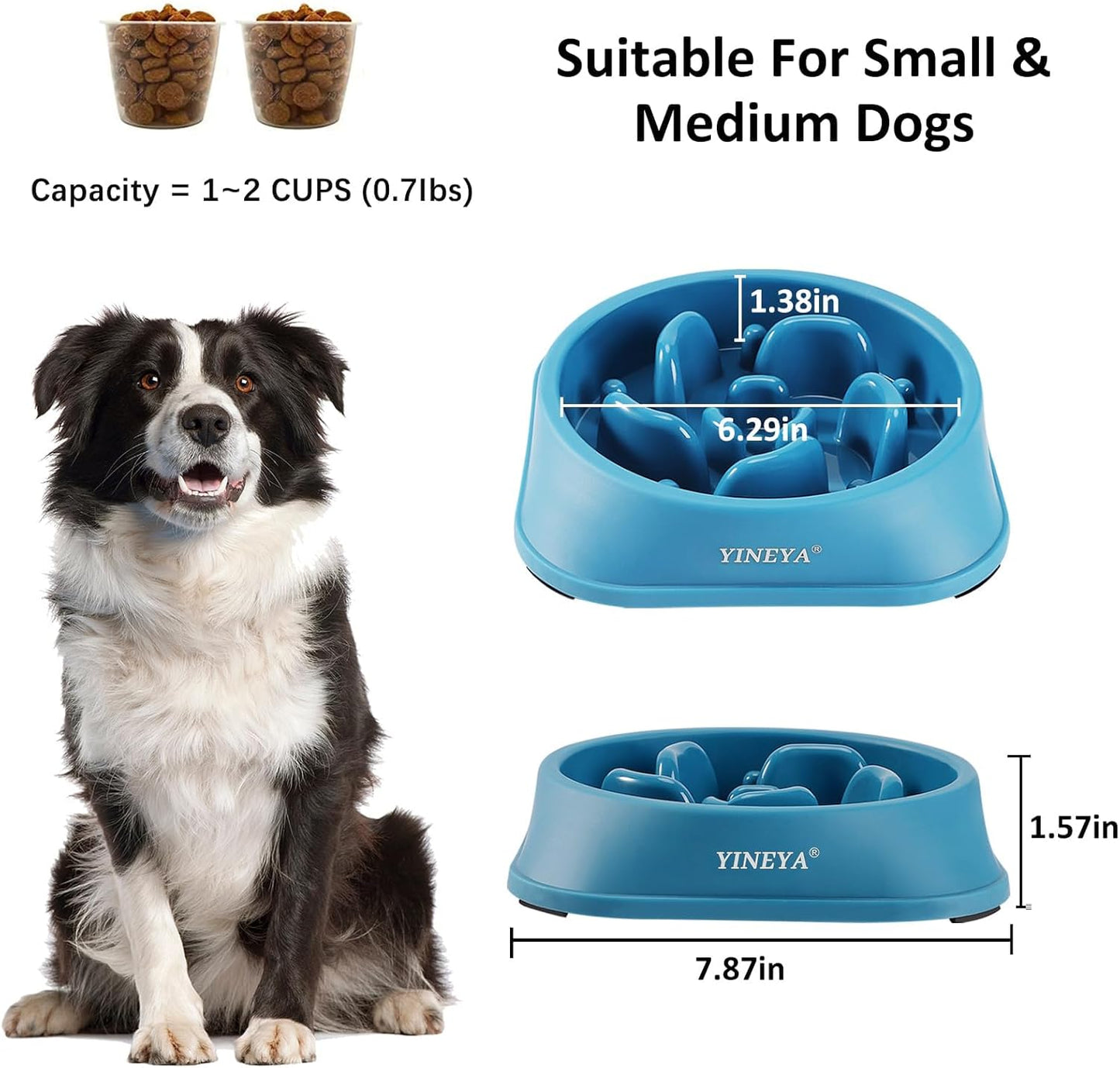 YINEYA Slow Feeder Dog Bowls, Pet Supplies that Slow Down Eating, Pet Food Bowls, Maze Dog Puzzle Feeder for Medium Breed