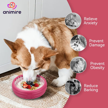 Dog Lick Bowl, Animire Freeze Lick Mat for Dogs, Non-Slip Slow Feeder Licking Bowl Enrichment Treat for Distraction Anxiety Relief, Food Grade Silicone, Dishwasher Safe(Pastel Purple,S)