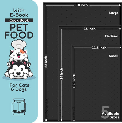 Dog Food Mat - Raised Edges Dogs Mat for Food and Water Prevent Spill, Waterproof Cat Food Mats Protect Floors, Easy Clean Dog Bowl Mats for Food and Water, Silicone Pet Feeding Placemats