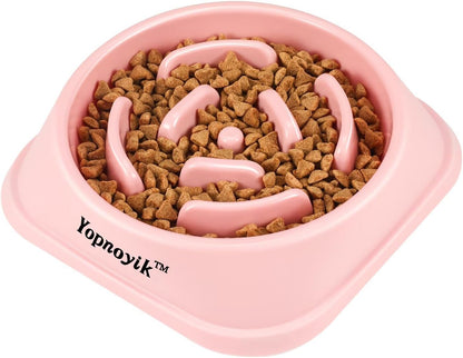 2 Pack Slow Feeder Dog Bowls for Healthy Eating, Non-Slip and Anti-Choking Design, Reduces Bloating & Overeating for Medium Dogs and Cats, Easy to Clean