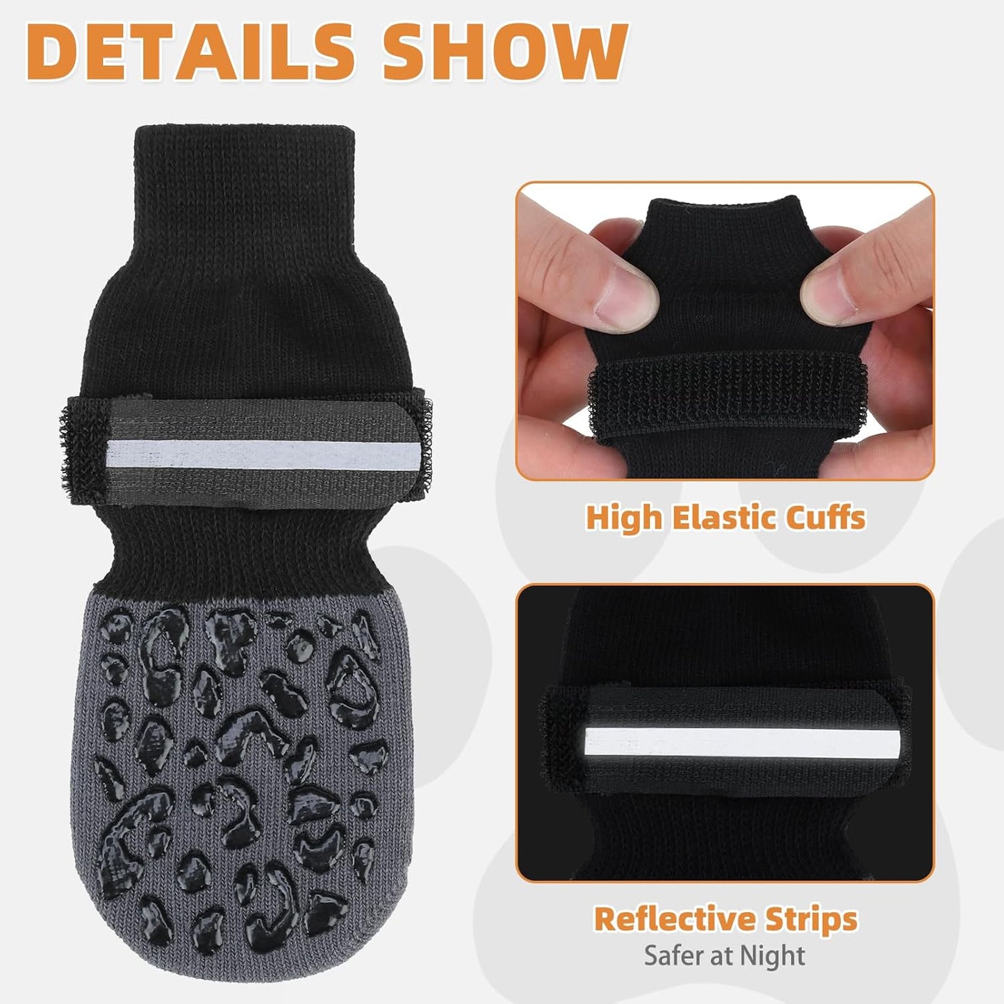 KOOLTAIL Dog Socks Shoes for Hot Pavement to Prevent Licking Paws, Winter Dog Boots&Paw Protector for Hardwood Floors Anti Slip,Traction Control Grip Booties for Small Medium Large Senior Dogs,Black M