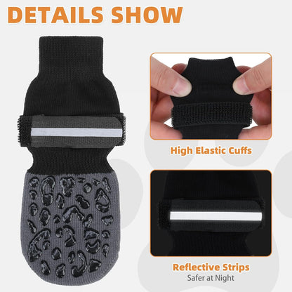 KOOLTAIL Dog Socks Shoes for Hot Pavement to Prevent Licking Paws, Winter Dog Boots&Paw Protector for Hardwood Floors Anti Slip,Traction Control Grip Booties for Small Medium Large Senior Dogs,Black M