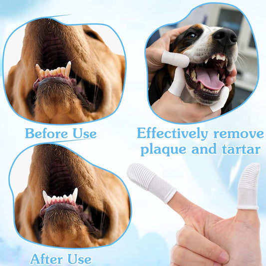 CIATBYYJ 30Pcs Dog Toothbrush Finger, Soft Fabric Finger Toothbrush for Dogs Cats, Washable & Reusable Cat Teeth Cleaning Wipes Toothbrushes Fingers Dental Wipes Care Remove Stain