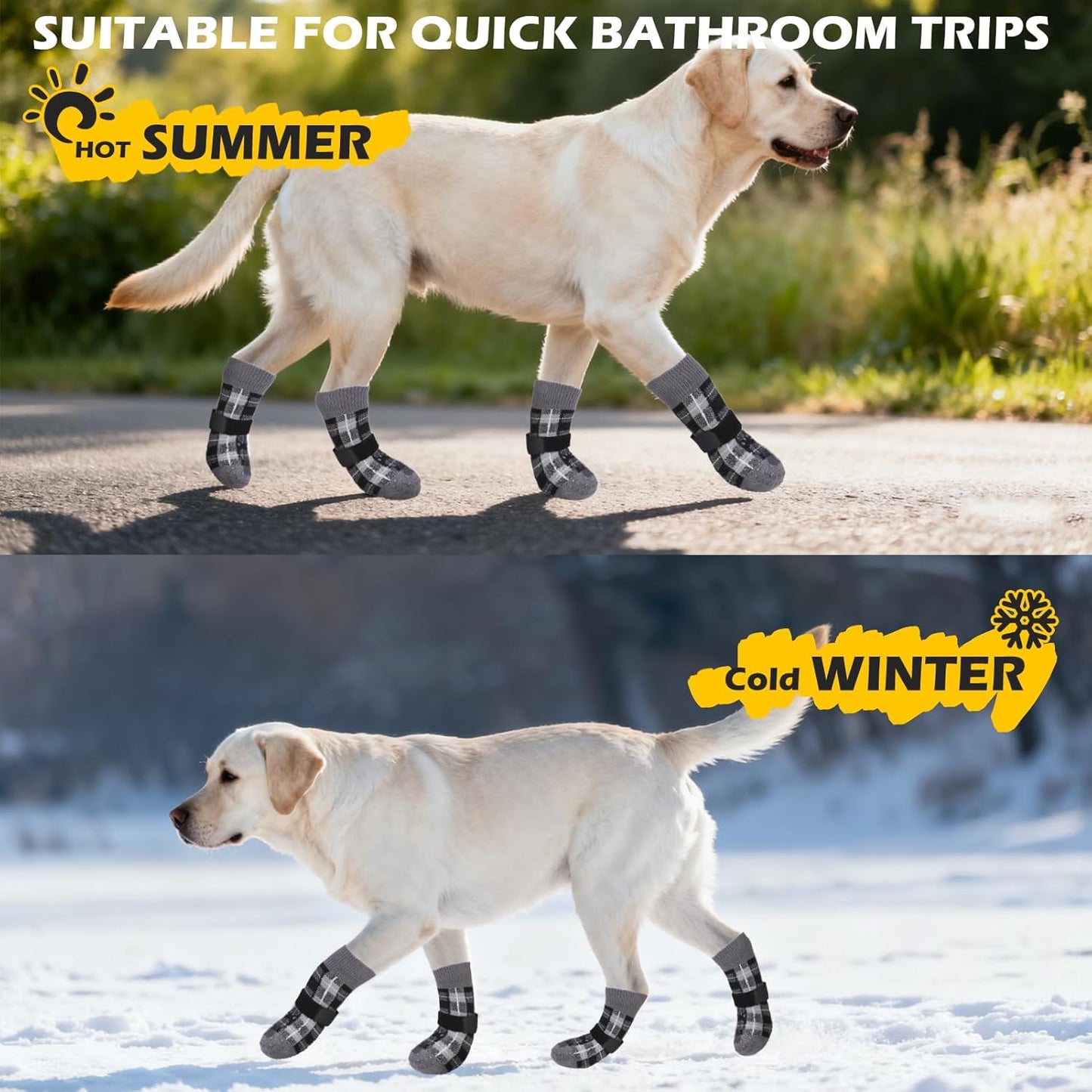 EXPAWLORER Dog Socks for Hardwood Floors, Dog Booties for Winter, Dog Boots & Paw Protectors Pavement to Prevent Licking, Anti Slip Dogs Shoes for Small Medium Large Senior Dogs,Khaki L