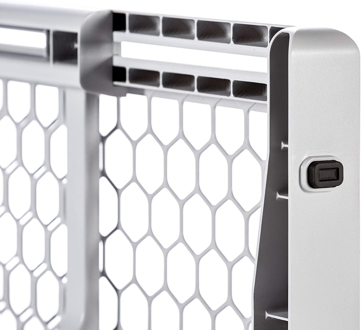 Carlson 18-30.75" Mini Expandable Dog Gate with Small Pet Door, Pressure Mounted Metal Indoor Pet Gate for Doorways & Bottom of Stairs, Cat Gate, White