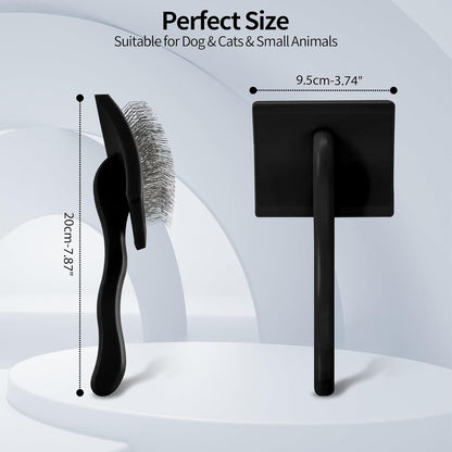 Pet Slicker Brush for Long & Short Hair - Detangling Tool for Dogs & Cats - 135° Angled Stainless Steel Pins, Curved Handle - Gentle Grooming for Small/Medium/Large Breeds (Lavender)