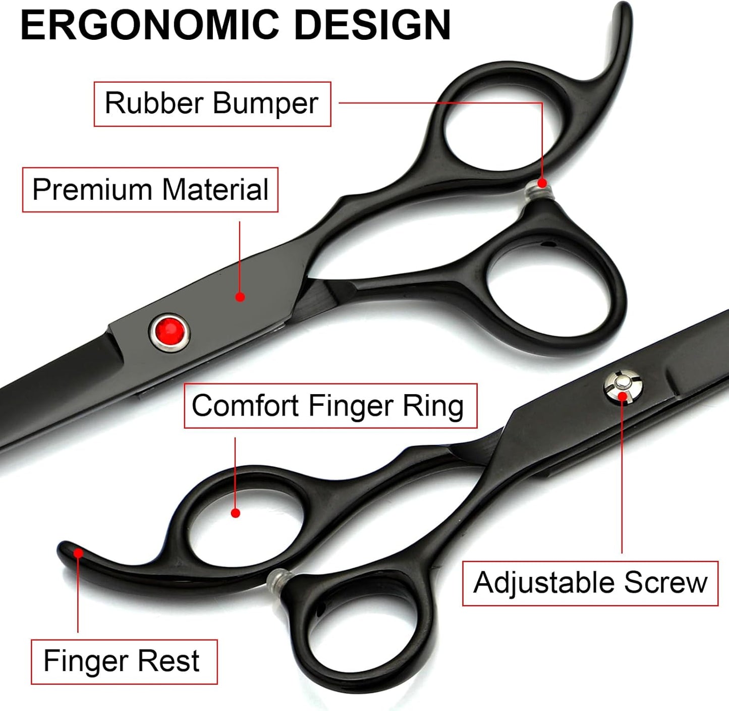 TINMARDA Dog Grooming Kit, Professional Stainless Steel Dog Grooming Scissors with Curved Shears, Pink Finger Rings - 4 Piece Sharp Durable Pet Shears for Dogs Cats At Home Salon-Quality Grooming