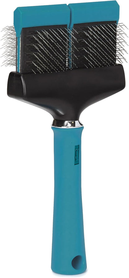 Master Grooming Tools Double-Sided Hard Flexible Slicker Brushes — Versatile Brushes for Grooming Dogs - Green, 8"L x 4"W, Large, Teal