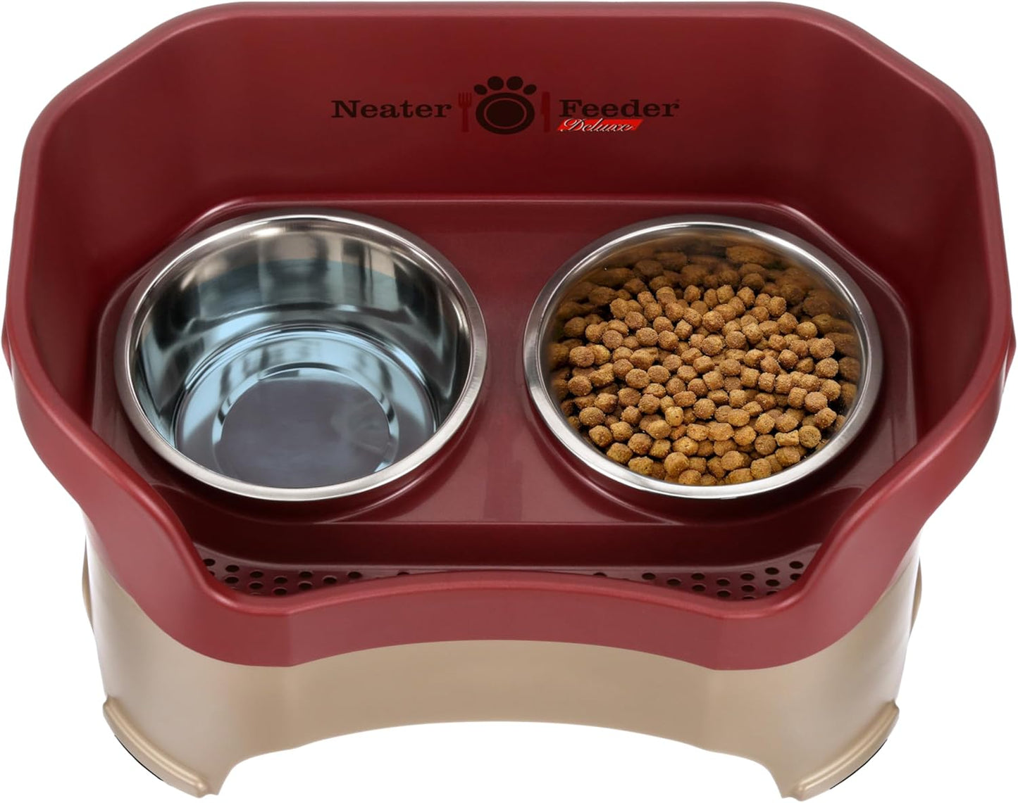 Neater Pet Brands Neater Feeder Deluxe Mess Proof Dog Bowls Elevated for Large Dogs Over 40 lbs, Made in USA, No Spill Raised Dog Food Bowl Stand Feeding Station, Food and Water Bowl Set, Black