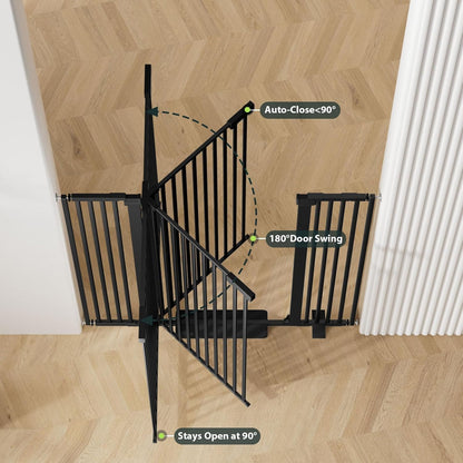51'' Extra Tall Cat Gate for Doorways Hallways 30-40.9'' Wide, Pressure Mounted Pet Dog Gates No Drilling Auto Close, Cat Fence Barrier Indoor Climb Proof (Black)
