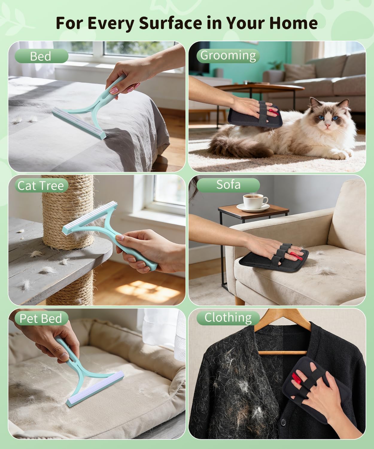 Carpet Rake for Pet Hair Removal, Reusable Carpet Rake, Pet Hair Removal Broom with Extra-Long Thickened Brush, 54" Adjustable Handle, 3 Pcs Pet Hair Removal Tool for Carpet, Sofa & Stairs