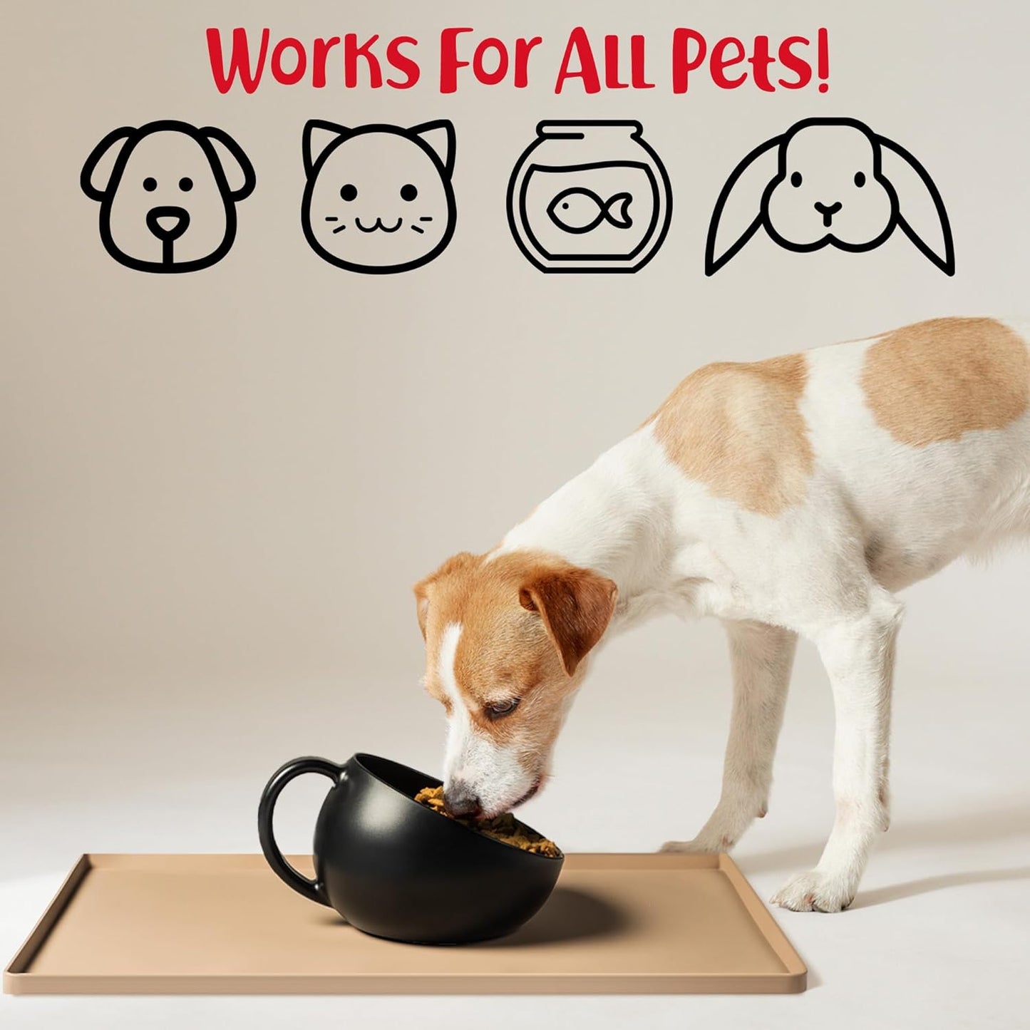 DogBuddy Dog Food Mat – Waterproof Dog Bowl Mat for Food and Water, Silicone Pet Feeding Mats for Floors, Non-Slip Placemat with High Edges for Dogs Bowls, Puppy Essentials (L: 24" x 16", Shadow)
