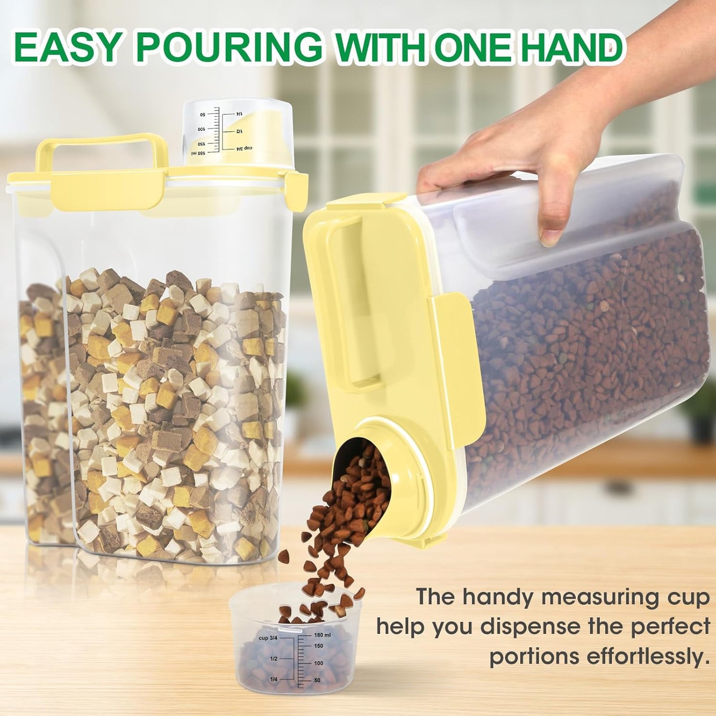 TBMax Dog Food Storage Container 5-7 lbs, Airtight Cat Food Container with Larger Spout & Measuring Cup, Portable Pet Food Storage Dispenser for Small Animal Kibble Storage, Bird Seed Container