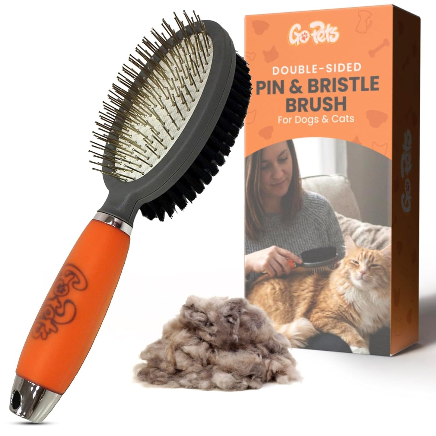 GoPets Small Pin Slicker Brush, Easy-Groom Pin Comb for Tangles & Shedding, Rounded Safety Tips, Dematting Brush for Short & Long Hair Cats, Dogs & Furry Pets, Ideal for Sensitive, Hard-to-Reach Areas