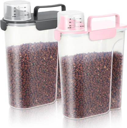 LEAWALK 5-7Lbs Dog Cat Food Storage Container with Upgraded Large Nozzle BPA-free, 4 Snap Seals Plastic Pet Food Storage Containers with Handles are Easy to Clean and Carry