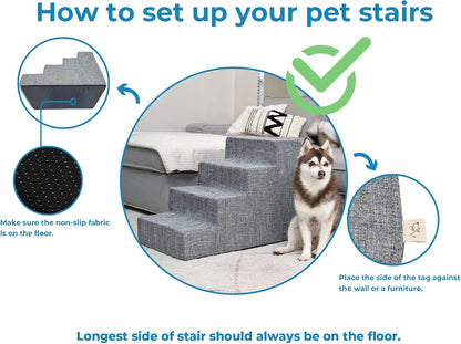 Best Pet Supplies Dog Stairs & Steps - Foam Steps for Small Dogs & Cats, Non-Slip Indoor Balanced Pet Step Support, Dog Ramp, No Assembly, Pale Teal, 3-Step (13.5-inch Height)