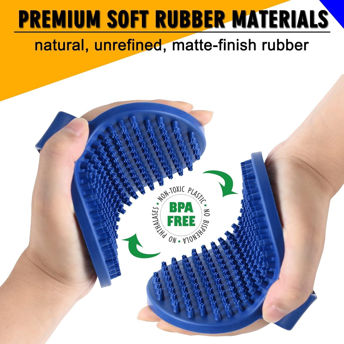 Dog Grooming Brush, Pet Shampoo Bath Brush Shedding Soothing Massage Rubber Comb with Adjustable Ring Handle for Long Short Haired Dogs and Cats 2pcs