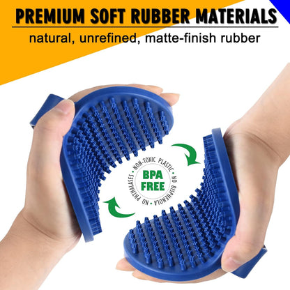 Dog Grooming Brush, Pet Shampoo Bath Brush Shedding Soothing Massage Rubber Comb with Adjustable Ring Handle for Long Short Haired Dogs and Cats 2pcs