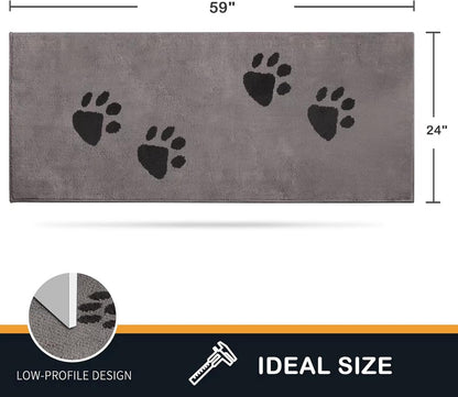 PURRUGS Dirt Trapping Door Mat 20" x 31.5", Non-Skid/Slip Machine Washable Microfiber Entrance Rug, Shoes Scraper, Dog Doormat, Super Absorbent Floor Mat for Muddy Wet Shoes and Paws, Grey