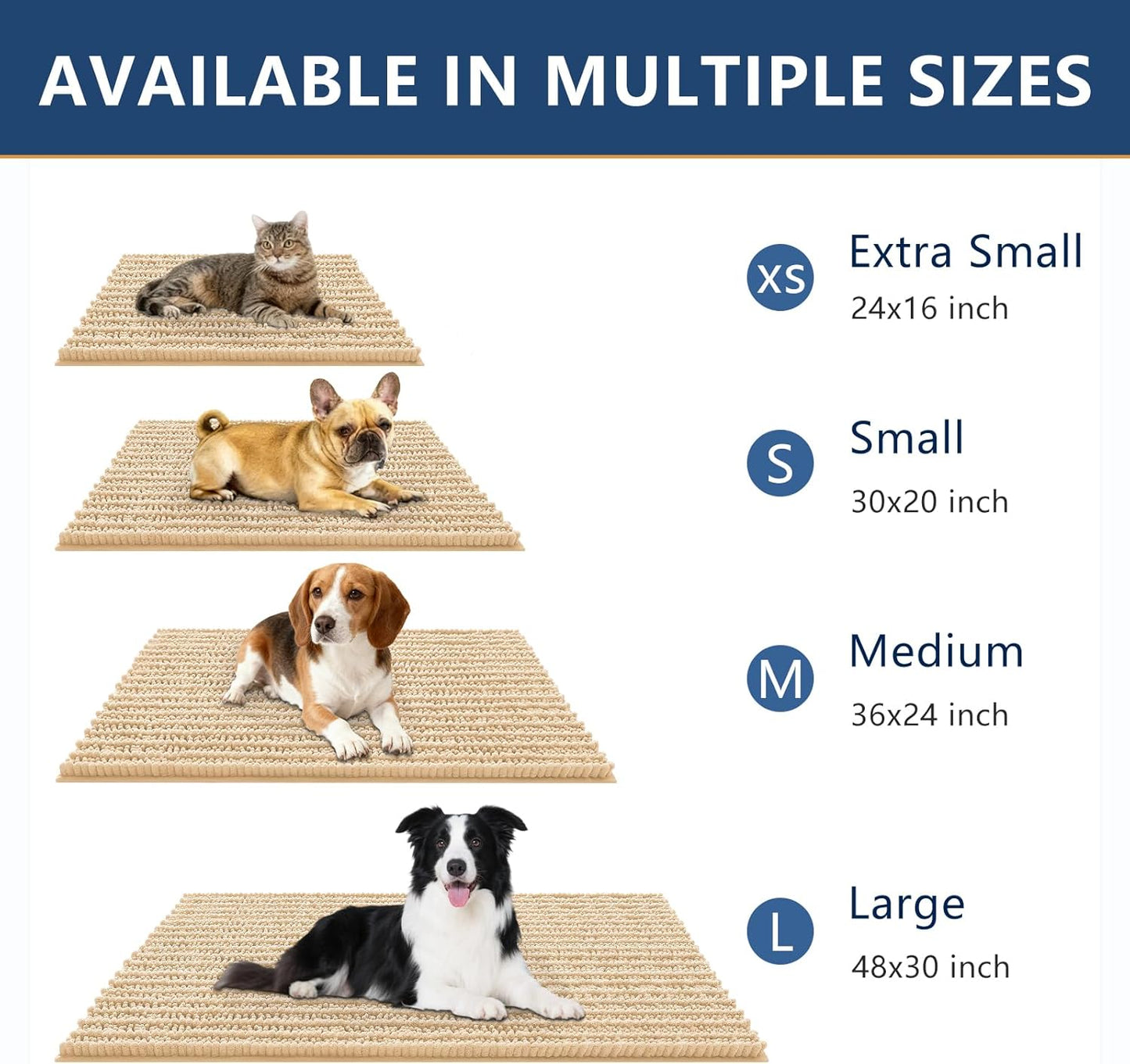 Smiry Dog Door Mat for Muddy Paws 30x20, Extra Soft Absorbent Chenille Doormat, Trap Moisture and Dirt, Non-Slip Machine Washable Front Door Mat for Indoor Entrance Inside Floor, Grey