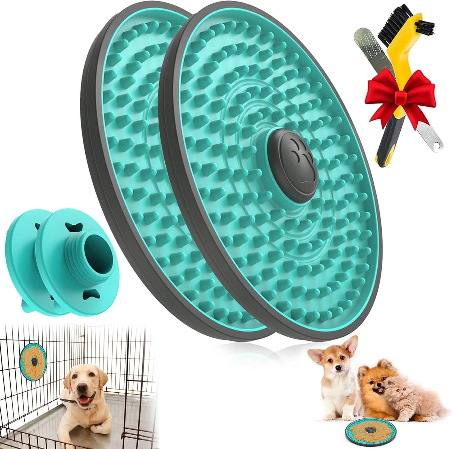 Lick Mat for Dogs, Dog Crate Lick Pads Slow Feeder, Lick Pad Crate Training Toy Crate Lick Plate,Very Suitable Peanut Butter, Treats Yogurt, Bolognese, for Boredom Relief Licking Pad