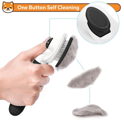 Dog & Cat Brush, Self Cleaning Slicker Brush for Pets, Upgraded Dog Brush for Shedding Massaging and Grooming, Removes Loose Undercoat & Portable Comb for Long Short Haired Dogs(Blue)
