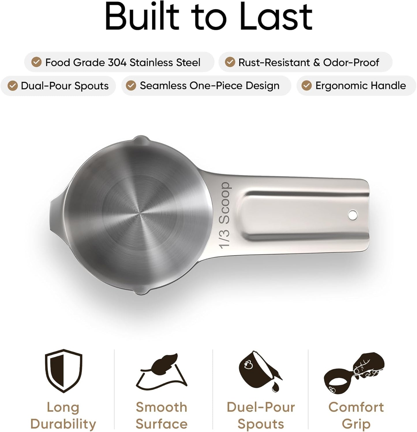 Color Up 1 Cup Pet Food Scoop – Stainless Steel Dog Food Scoop Cup (16 Tbsp) – Heavy-Duty, Rust-Resistant Measuring Scoop for Dogs, Cats, Birds & Rabbits – Ideal for Dry Food & Treats