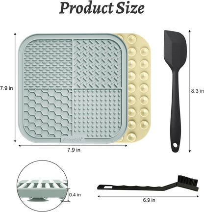 MateeyLife 2PCS Small Lick Mat for Dogs and Cats, Licking Mats for Dog Anxiety Relief, Cat Peanut Butter Lick Pad for Boredom Reducer, Dog Treat Mat Perfect for Bathing Grooming Blue&Green