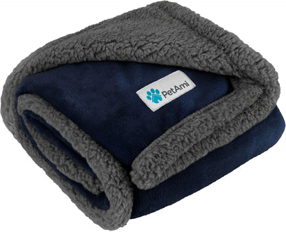PetAmi Dog Blanket for Medium Large Dogs, Pet Bed Blanket Cat Puppy Kitten, Fleece Furniture Couch Cover Protector Sofa Car, Soft Sherpa Dog Throw Plush Reversible Washable, 40x60 Plaid Dark Gray