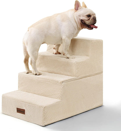 Aodisman Dog Stairs for Small Dogs, 3-Step Non-Slip Pet Stairs for Couch Sofa and Chair, Dog Bed Stairs for Puppy, Older Cat,Grey,13.6" H