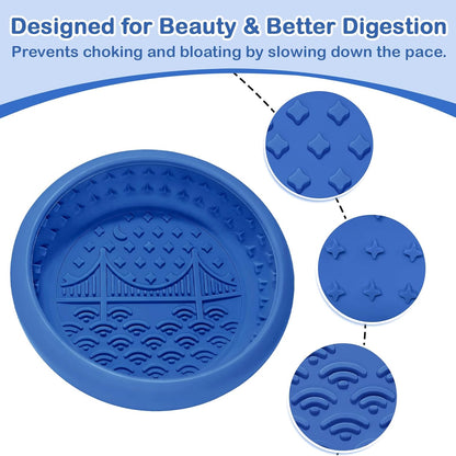 Dog Lick Bowl, BPA Free Silicone Slow Feeder Licking Mat with Strong Suction for Dog, Non-Slip Freeze Licking Bowl for Anxiety Relief & Boredom, Dishwasher(Blue, Large)