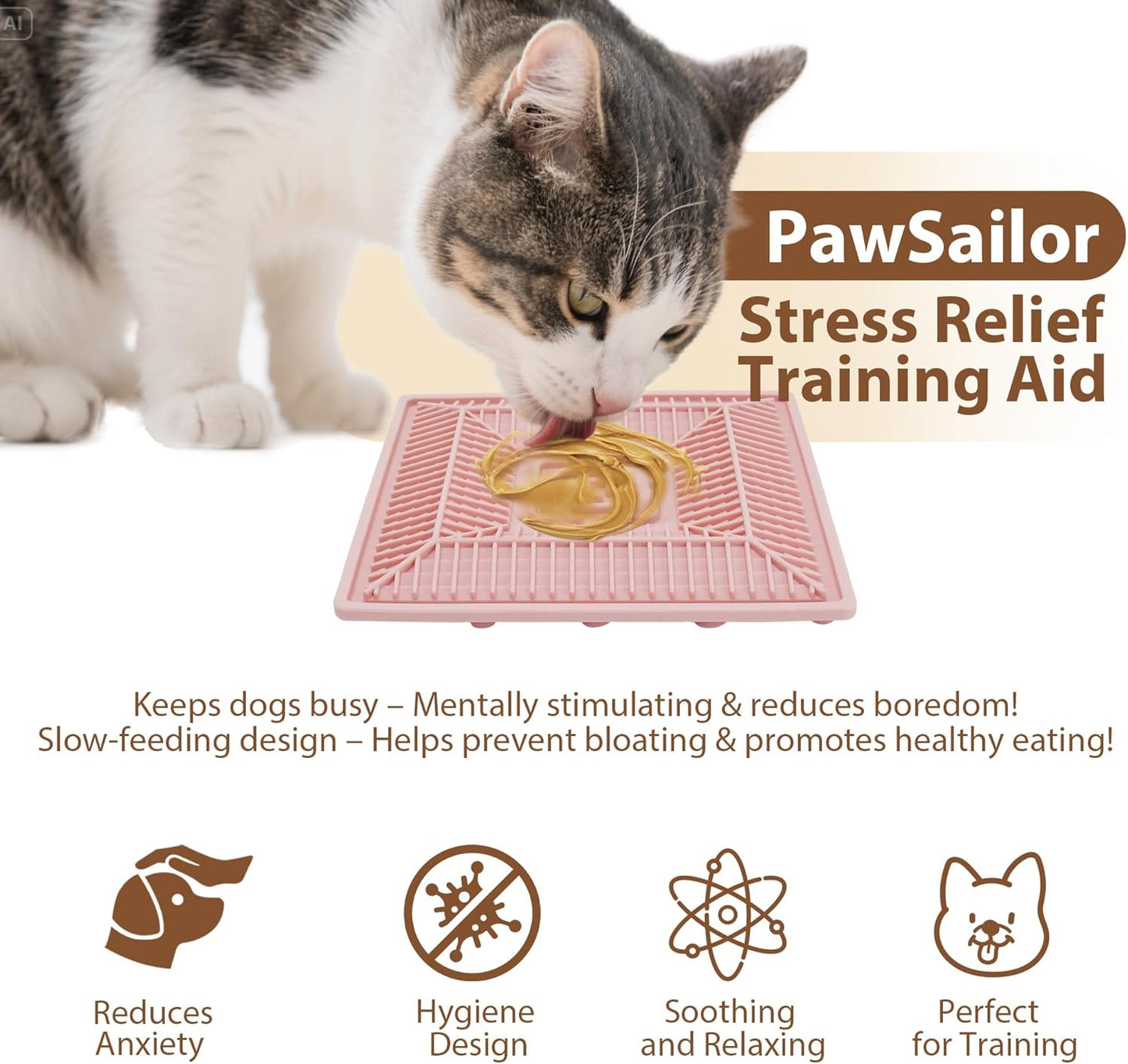 Lick Mat for Dogs and Cats, Slow Feeder Mats with Suction Cups - Bathing, Grooming and Training, Anxiety Relief Feeding Pad,Dishwasher-Safe Yellow