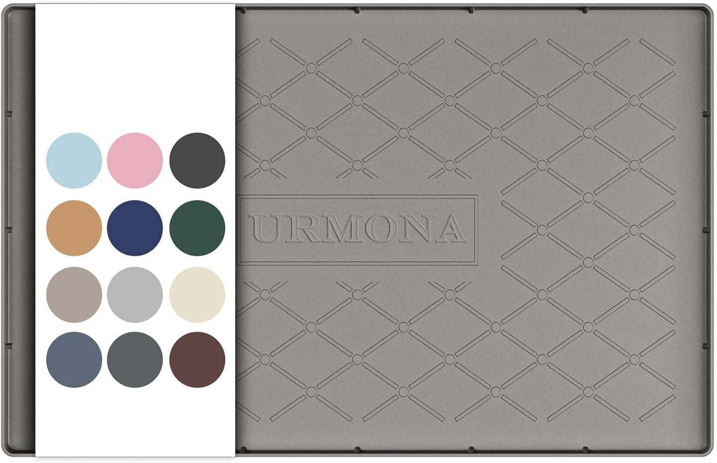 URMONA Under Sink Mat for Kitchen Waterproof, 34" x 22" Silicone Under Sink Mat for Shelf Liner Organizer, Cabinet Sink Protector Under Sink Liner for Bottom Kitchen, Bathroom(Light Grey)