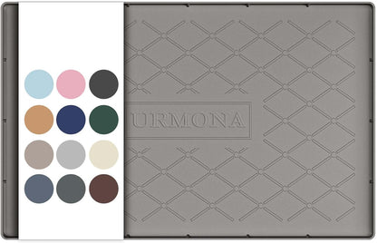 URMONA Under Sink Mat for Kitchen Waterproof, 34" x 22" Silicone Under Sink Mat for Shelf Liner Organizer, Cabinet Sink Protector Under Sink Liner for Bottom Kitchen, Bathroom(Light Grey)
