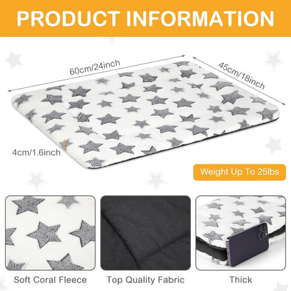 VitalCozy 4 Pcs Dog Crate Pads, Ultra Soft Warm Washable Anti-Slip Kennel Bed Mat for Pets, Reversible, Replaceable, Cage Liner for Small Medium Large Dogs and Cats (18 x 24 x 1.6 Inch,Star,Gray)