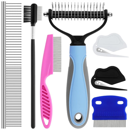 GUBCUB Pets Grooming Comb Kit for Small Dogs Puppies For Tear Stain Remover, 2-in-1 with Round Teeth to Remove Knots Crust Mucus