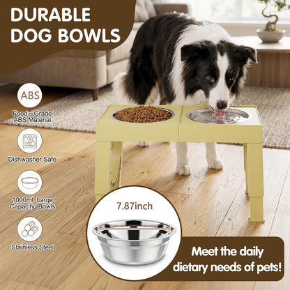 XIAZ Elevated Dog Bowls Large Breed Raised Dogs Bowl Stand Large/Medium Sized Dog Slow Feeder Dogs Bowls Food Water Stands 5 Heights Adjustable 9/11/12/14in Pet Feeder Dish Station
