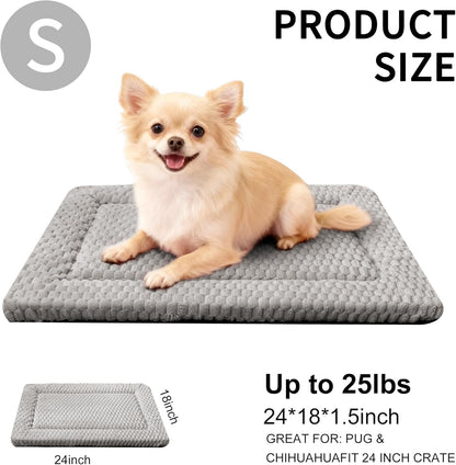 Dog Bed Mat, Reversible Crate Pad & Cute Dog Bed - Machine Washable Kennel Mat with Ultra Soft for Small Dogs (Cool/Warm), 24" x 18", Grey&Star
