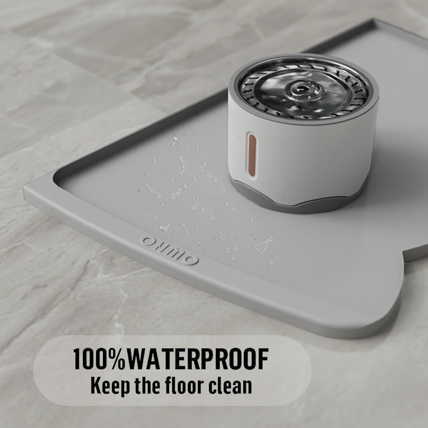 OHMO - Cat Food Mat, Silicone Pet Feeding Mat for Floor Non-Skid Waterproof Dog Water Bowl Tray, Easy to Clean Pet Placemat (Erythrinus, 18 * 9.8'')
