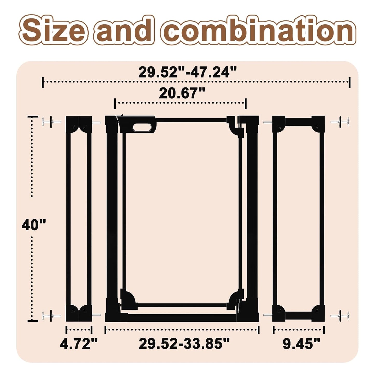 WAOWAO Clear Baby Gate for Stairs Modern Design Acrylic Auto Close Pet Gate, 29.52-37.79" Wide Safety Baby Gate for Doorways,White Clear Dog Gates Indoor, Hallways,Kitchen