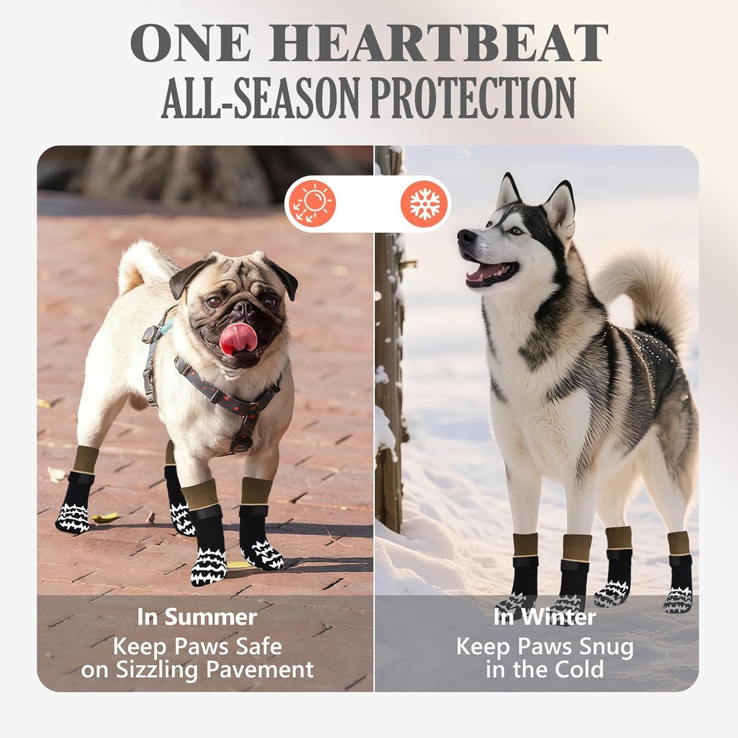 Anti Slip Dog Socks to Prevent Licking Paws, Double-Sided Grippy Dog Socks for Hardwood Floors, No Twist Paw Protector for Hot/Cold Pavement, Dog Booties for Small Medium Large Senior Dogs
