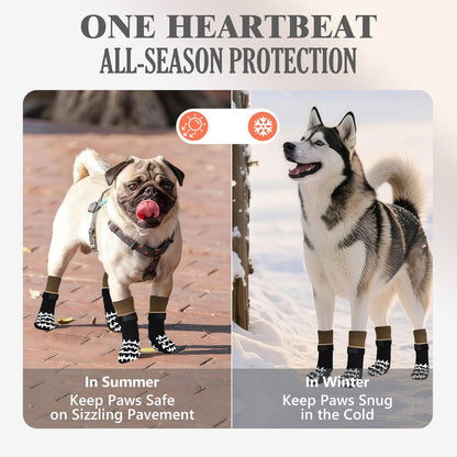Anti Slip Dog Socks to Prevent Licking Paws, Double-Sided Grippy Dog Socks for Hardwood Floors, No Twist Paw Protector for Hot/Cold Pavement, Dog Booties for Small Medium Large Senior Dogs