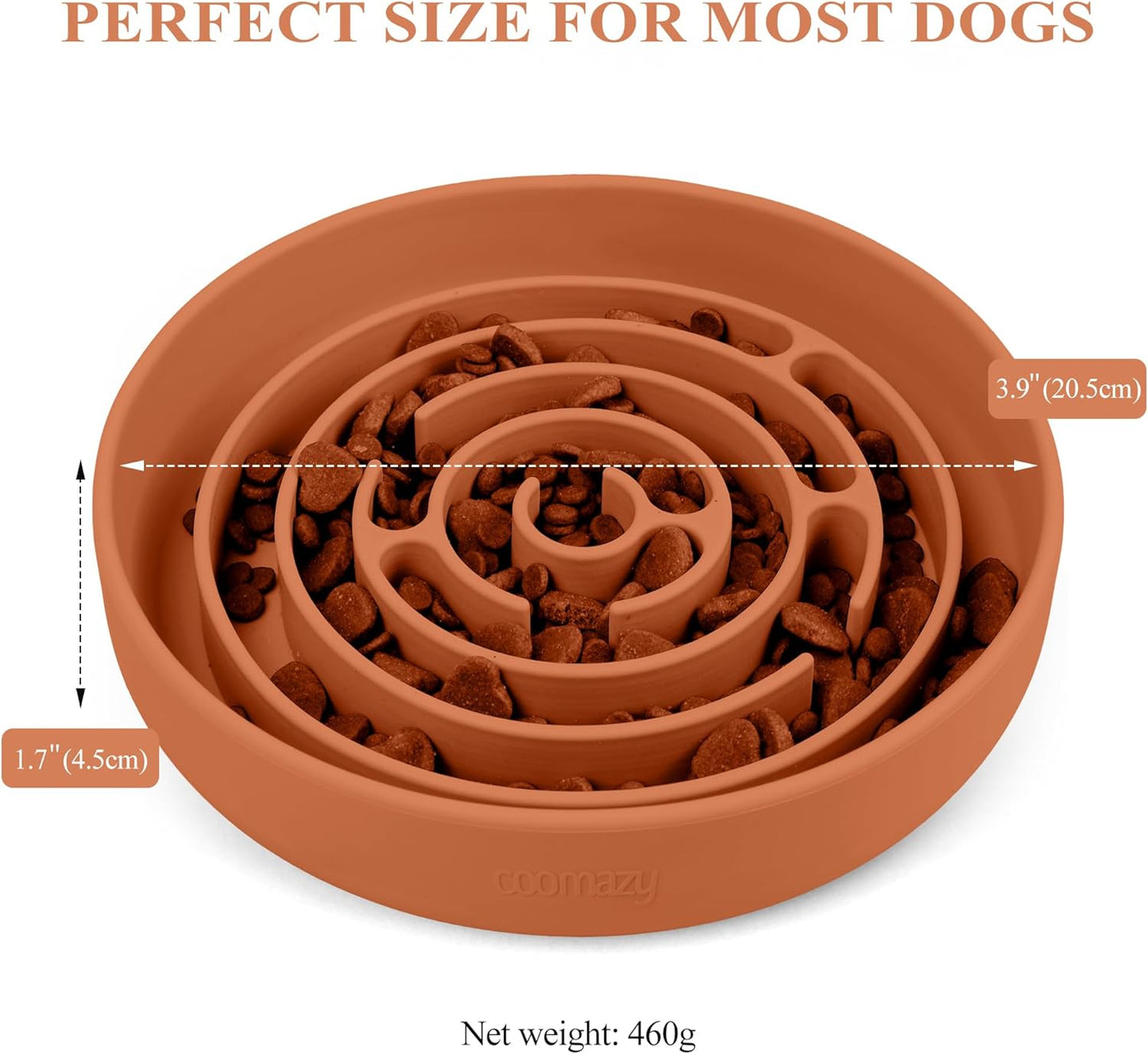 Coomazy Extra Large Slow Feeder Bowl, Silicone Dog Bowl with Suction Cups, Slow Feeder & Non-Slip Design, Boredom and Anxiety Reducer, Suitable for Large Dogs, Avocado Green, 5 Cup