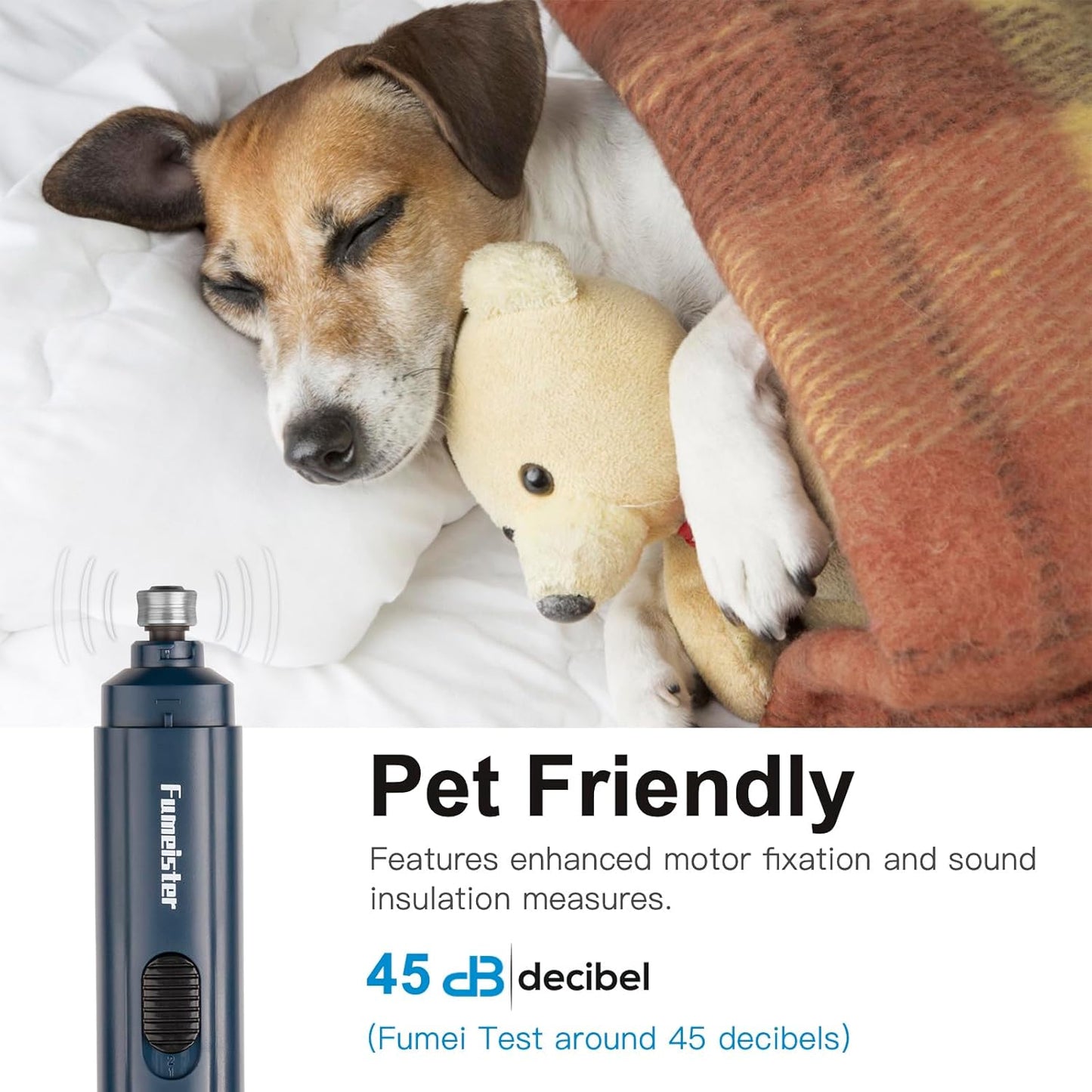 Pet Nail Grinder for Dogs - Quiet 2-Speed Type-C Rechargeable Dog Nail Trimmer, Low Noise Paw Grooming for Dogs & Cats (Blue)